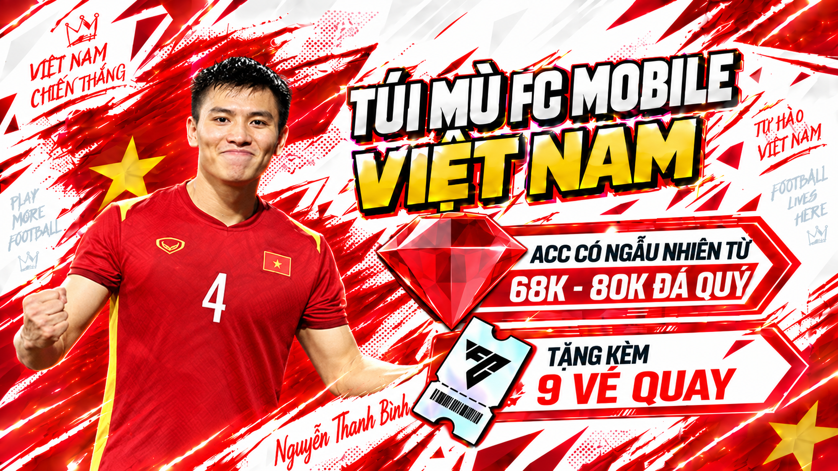 🇻🇳 Acc Reg Đá Quý Fc Mobile Vn [ 68k - 80k Đá Quý ] + [ 9 Vé Quay ]